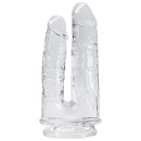 Dildo podwójne z przyssawką Imperium Jelly SZ01 – przezroczysty TPE, wałki 14 i 12 cm, średnice 4,3 i 3,3 cm - 1