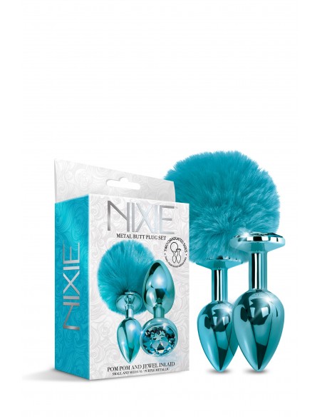 NIXIE METAL BUTT PLUG SET POM BLUE - Zestawy Korków Analnych - 3