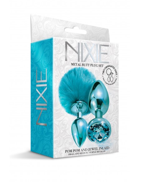 NIXIE METAL BUTT PLUG SET POM BLUE - Zestawy Korków Analnych - 5