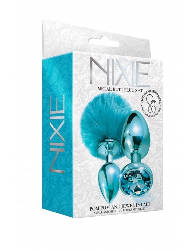 NIXIE METAL BUTT PLUG SET POM BLUE - Zestawy Korków Analnych - 6