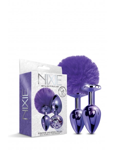 NIXIE METAL BUTT PLUG SET POM PURPLE - Zestawy Korków Analnych - 3