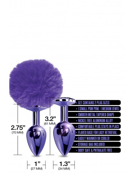 NIXIE METAL BUTT PLUG SET POM PURPLE - Zestawy Korków Analnych - 4