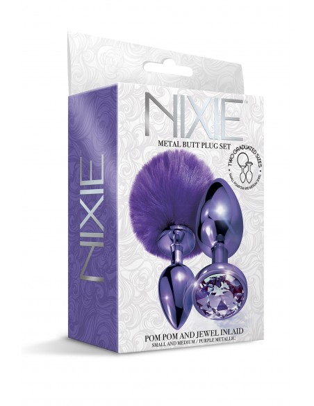 NIXIE METAL BUTT PLUG SET POM PURPLE - Zestawy Korków Analnych - 5
