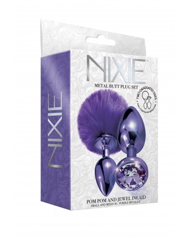 NIXIE METAL BUTT PLUG SET POM PURPLE - Zestawy Korków Analnych - 6