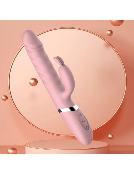 Wibrator Króliczek Rebecca Pink - Heating / Thrusting / 18 Vibrating Functions Usb - Wibratory Króliczki - 5