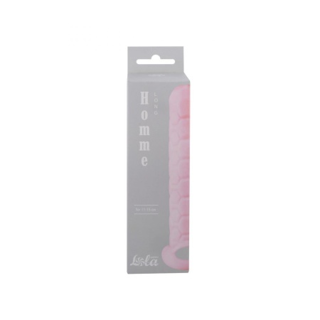 Nakładka na penisa Homme Long Pink z pierścieniem na mosznę - TPE, 15,5 cm - 1