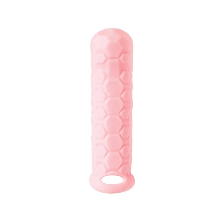 Nakładka na penisa Homme Long Pink z pierścieniem na mosznę - TPE, 15,5 cm - 3