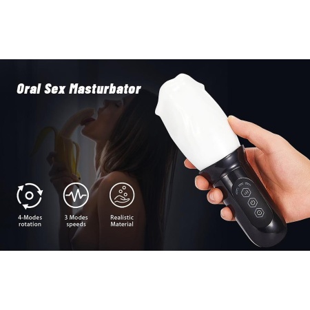 Masażer obrotowy Head Rotating - automatyczny masturbator dla mężczyzn, TPE, 4 tryby obrotu, 3 prędkości, zasilanie USB - 13