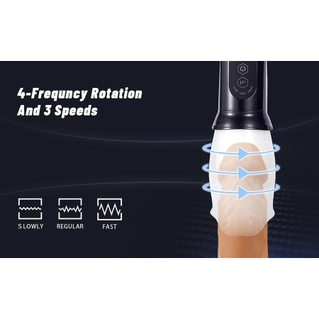 Masażer obrotowy Head Rotating - automatyczny masturbator dla mężczyzn, TPE, 4 tryby obrotu, 3 prędkości, zasilanie USB - 15