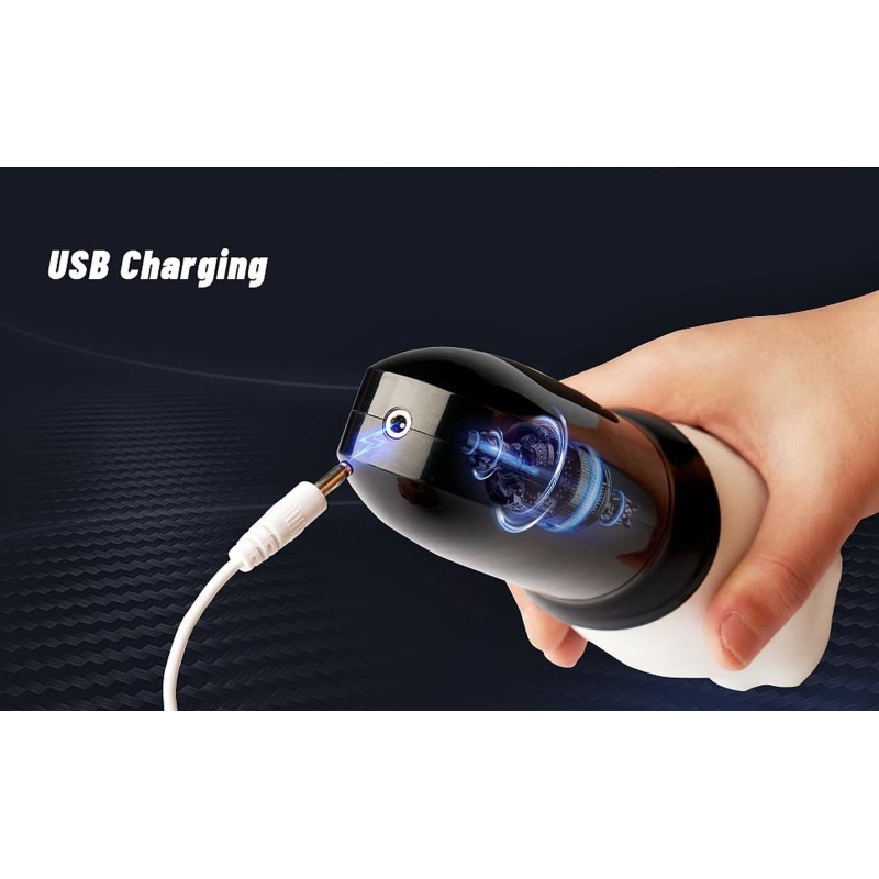 Masażer obrotowy Head Rotating - automatyczny masturbator dla mężczyzn, TPE, 4 tryby obrotu, 3 prędkości, zasilanie USB - 17