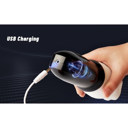 Masażer obrotowy Head Rotating - automatyczny masturbator dla mężczyzn, TPE, 4 tryby obrotu, 3 prędkości, zasilanie USB - 17