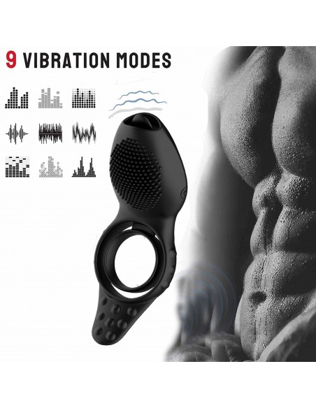 Remote Powerful Tognue Simulate Cock Ring - Pierścienie erekcyjne wibrujące - 20