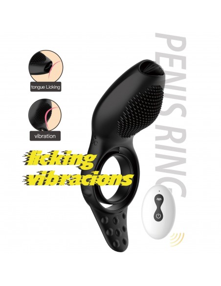 Remote Powerful Tognue Simulate Cock Ring - Pierścienie erekcyjne wibrujące - 22