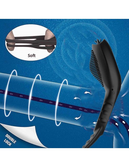 Remote Powerful Tognue Simulate Cock Ring - Pierścienie erekcyjne wibrujące - 25