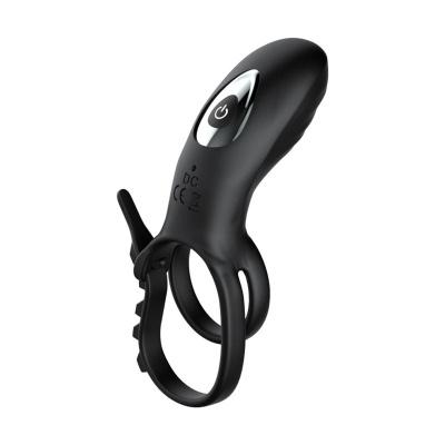Podwójny pierścień na penisa Adjustable Double - regulowany, z wibracją i pilotem, 9 trybów - 1 2