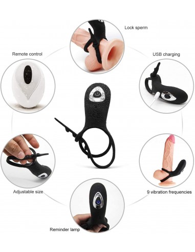 Adjustabledouble Cockring Withremote - Pierścienie erekcyjne wibrujące - 8