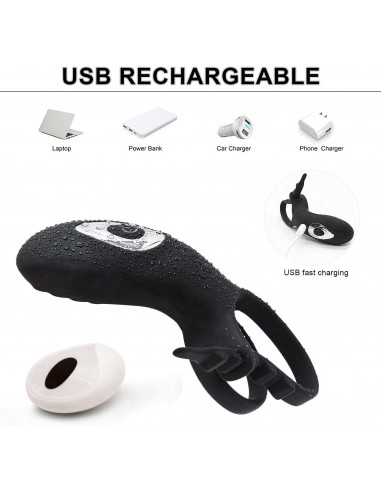 Adjustabledouble Cockring Withremote - Pierścienie erekcyjne wibrujące - 12