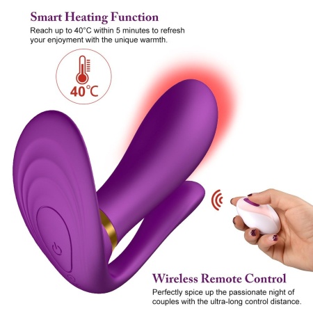 Wibrator zdalnie sterowany PURPLE - wearable butterfly z pilotem o zasięgu 10 m i podgrzewaniem 40°C - 14