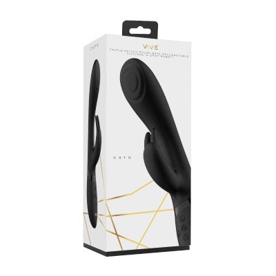 Wibrator króliczek Cato Pulse G-spot Rabbit Black - podwójna stymulacja punktu G i łechtaczki, 3 silniki F1, IPX7, długość całko - 1