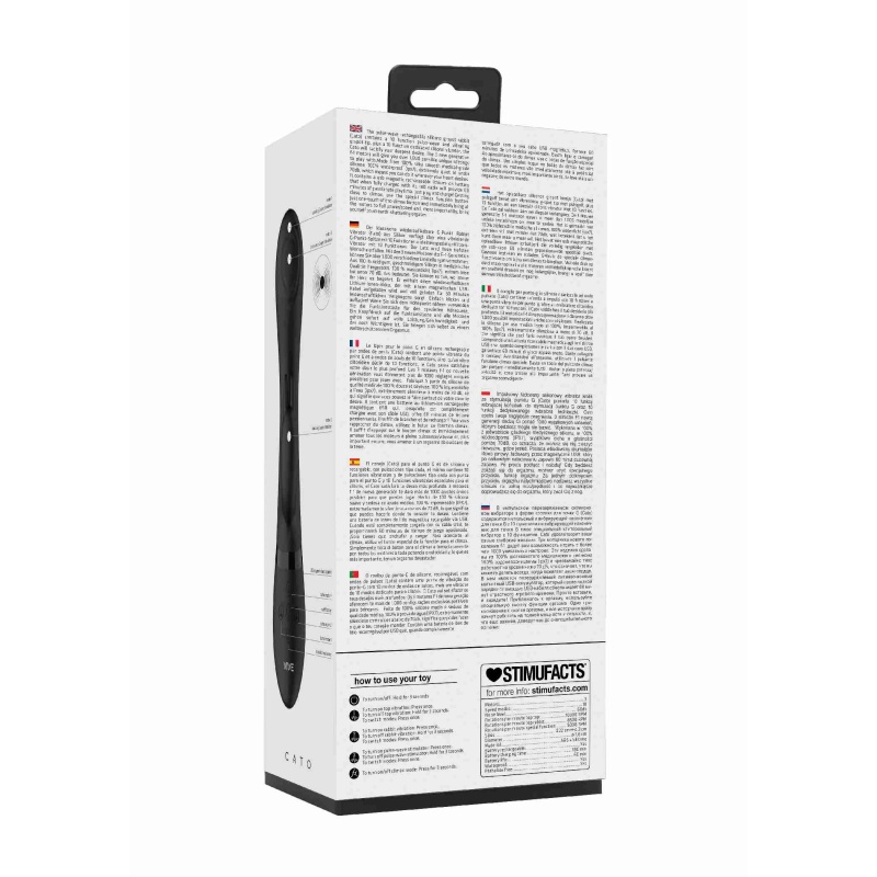 Wibrator króliczek Cato Pulse G-spot Rabbit Black - podwójna stymulacja punktu G i łechtaczki, 3 silniki F1, IPX7, długość całko - 4