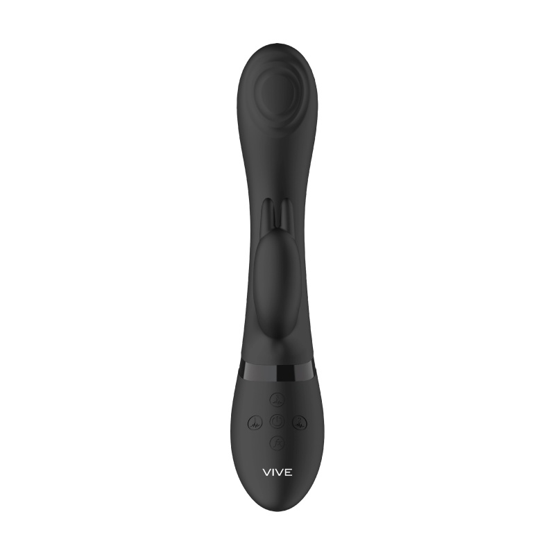Wibrator króliczek Cato Pulse G-spot Rabbit Black - podwójna stymulacja punktu G i łechtaczki, 3 silniki F1, IPX7, długość całko - 7