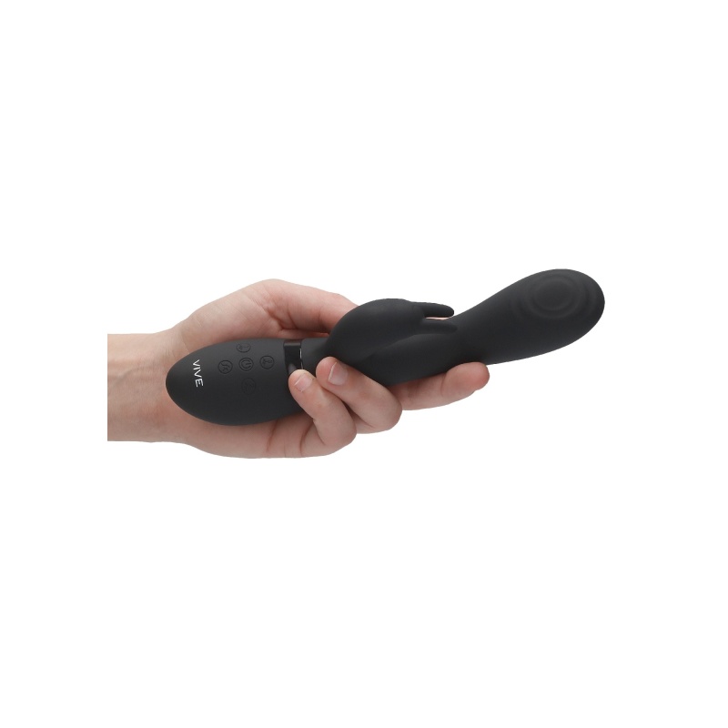 Wibrator króliczek Cato Pulse G-spot Rabbit Black - podwójna stymulacja punktu G i łechtaczki, 3 silniki F1, IPX7, długość całko - 8