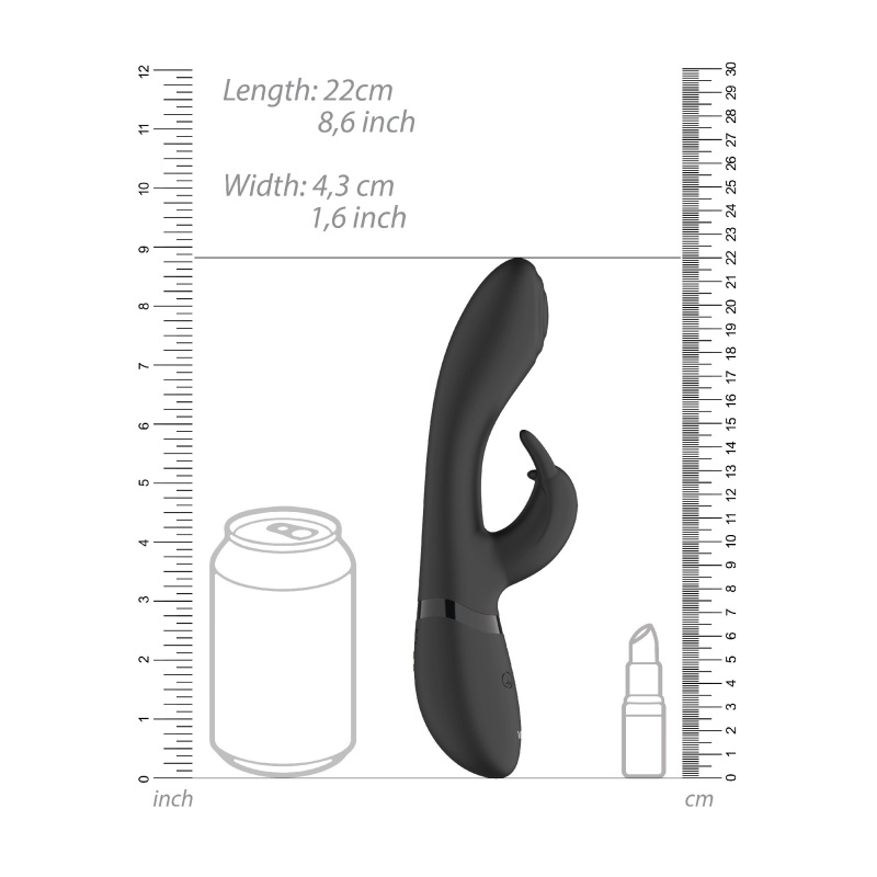 Wibrator króliczek Cato Pulse G-spot Rabbit Black - podwójna stymulacja punktu G i łechtaczki, 3 silniki F1, IPX7, długość całko - 12