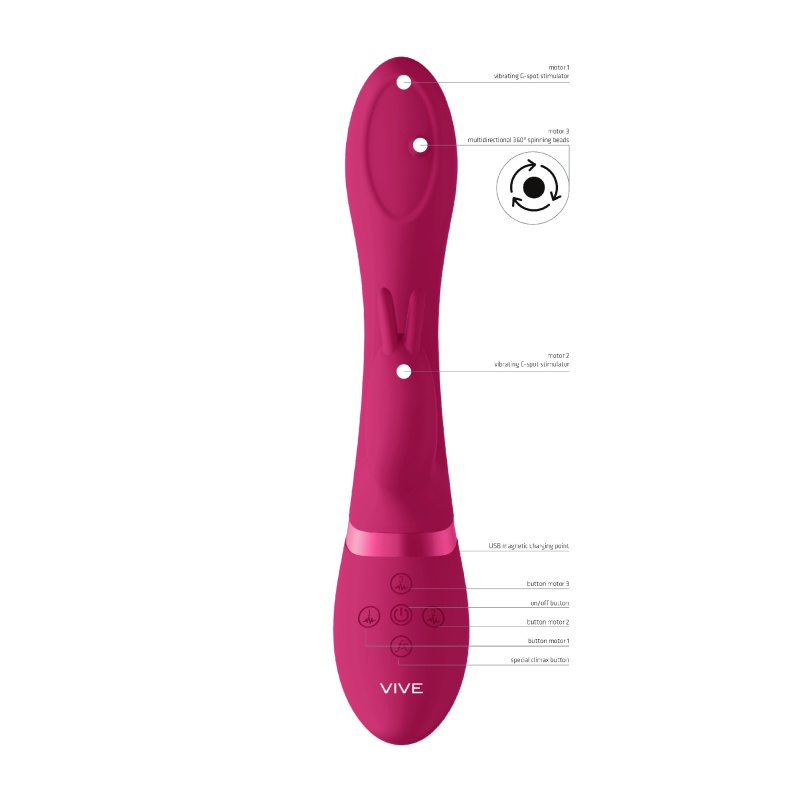 Mira Spinning G-spot Rabbit - wirujący wibrator królik z 3 silnikami, Ø 3,5 cm, długość wprowadzalna 11,5 cm - 6
