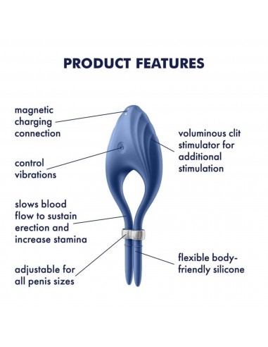 Wibrujący Pierścień Na Penisa Duelist Ring Vibrator (Blue) - Pierścienie erekcyjne wibrujące - 6