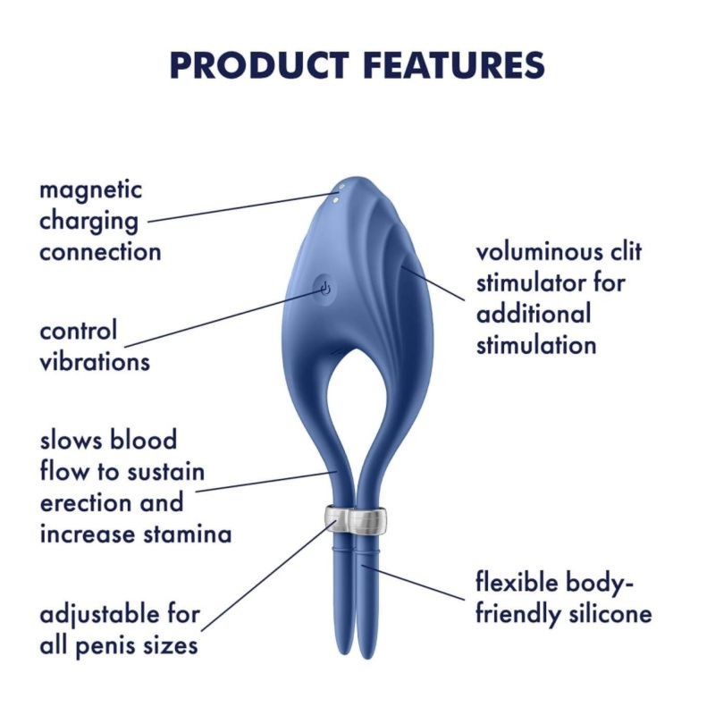 Wibrujący Pierścień Na Penisa Duelist Ring Vibrator (Blue) - 6