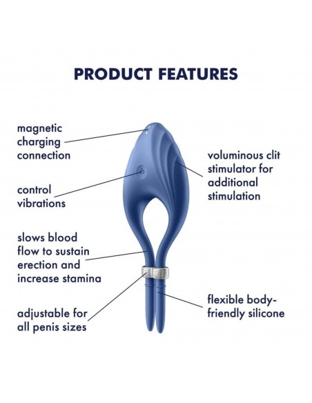 Wibrujący Pierścień Na Penisa Duelist Ring Vibrator (Blue) - Pierścienie erekcyjne wibrujące - 6