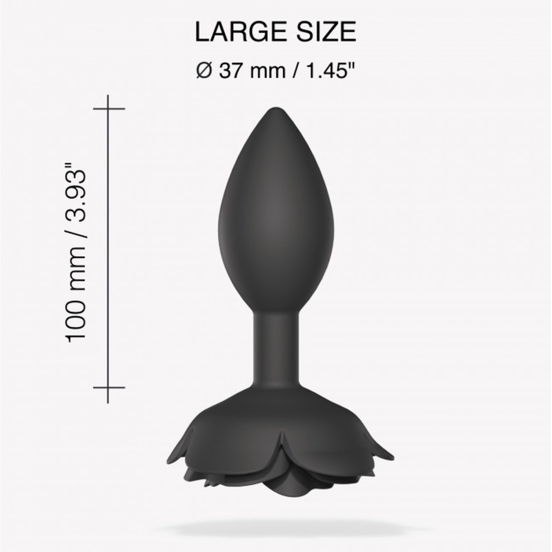 Korek analny Open Roses L - silikonowy, podstawa w kształcie róży, długość wkładki 9 cm, średnica 3,7 cm - 3
