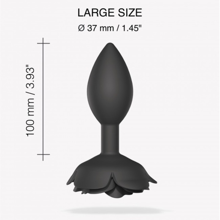 Korek analny Open Roses L - silikonowy, podstawa w kształcie róży, długość wkładki 9 cm, średnica 3,7 cm - 3