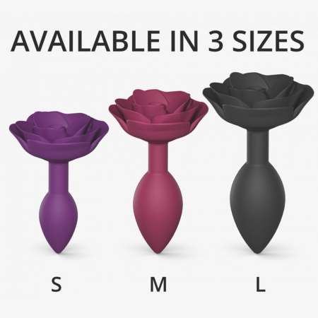 Korek analny Open Roses L - silikonowy, podstawa w kształcie róży, długość wkładki 9 cm, średnica 3,7 cm - 6