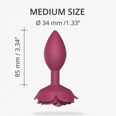 Korek analny Open Roses M Plum Star - miękki silikon, wkładka 8,5 cm, Ø 3,4 cm, wodoodporny - 1 2