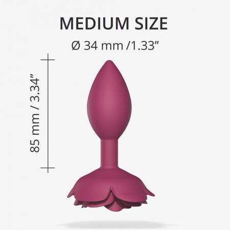Korek analny Open Roses M Plum Star - miękki silikon, wkładka 8,5 cm, Ø 3,4 cm, wodoodporny - 2