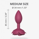 Korek analny Open Roses M Plum Star - miękki silikon, wkładka 8,5 cm, Ø 3,4 cm, wodoodporny - 2