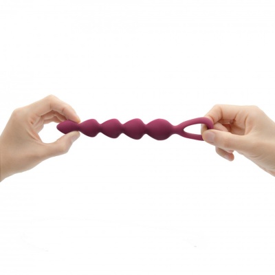 Koraliki analne Bing Bang M Plum Star - silikonowe, Ø 1,4-2,2 cm, długość wkładki 15 cm, uchwyt w kształcie serca - 1 2