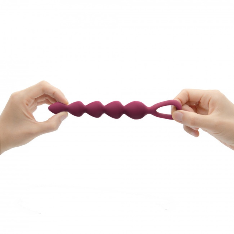 Koraliki analne Bing Bang M Plum Star - silikonowe, Ø 1,4-2,2 cm, długość wkładki 15 cm, uchwyt w kształcie serca - 2