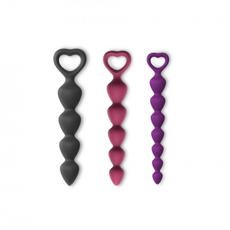 Koraliki analne Bing Bang M Plum Star - silikonowe, Ø 1,4-2,2 cm, długość wkładki 15 cm, uchwyt w kształcie serca - 4