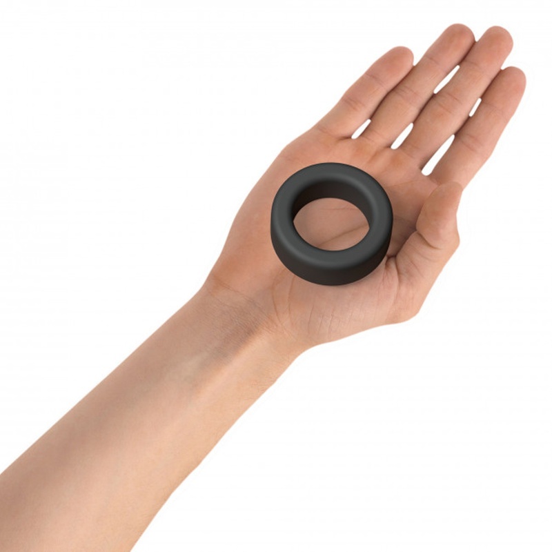 Pierścień na penisa Cool Ring Black Onyx - miękki, elastyczny płynny silikon, uniwersalny obwód dopasowujący się do nasady prąci - 4