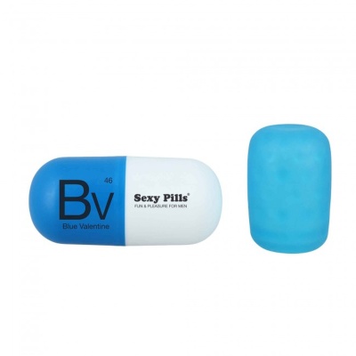 Masturbator Sexy Pills Blue Valentine - jednorazowa kapsułka z elastomeru, 10,8 cm - 1