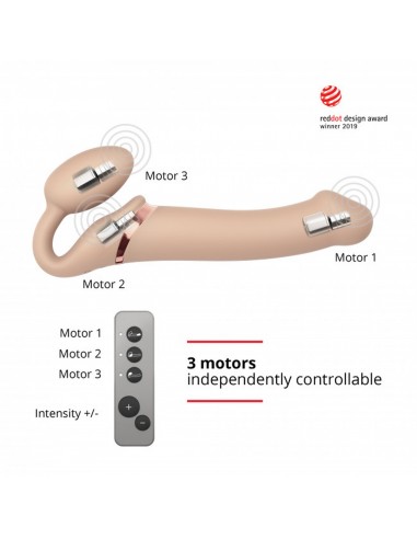 Vibrating Strap-On - L - Vanilla - Strap-ony, dilda na pasku z wibracją - 4