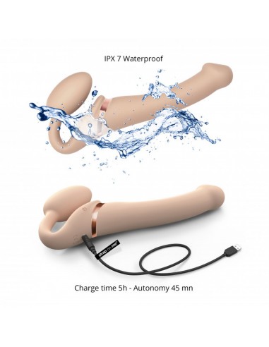 Vibrating Strap-On - L - Vanilla - Strap-ony, dilda na pasku z wibracją - 6