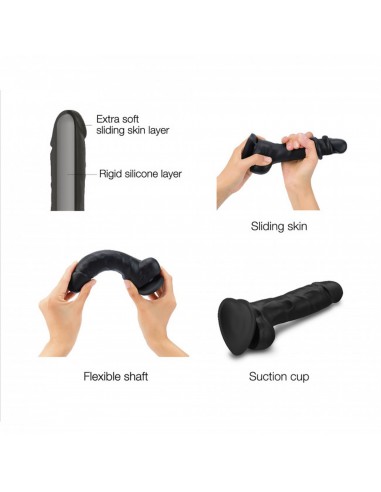 SLIDING SKIN REALISTIC DILDO BLACK XXL - Dilda realistyczne - 3