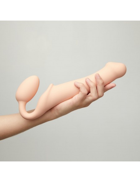 SEMI-REALISTIC BENDABLE STRAP-ON VANILLA - L - Strap-ony, dilda na pasku bez wibracji - 7