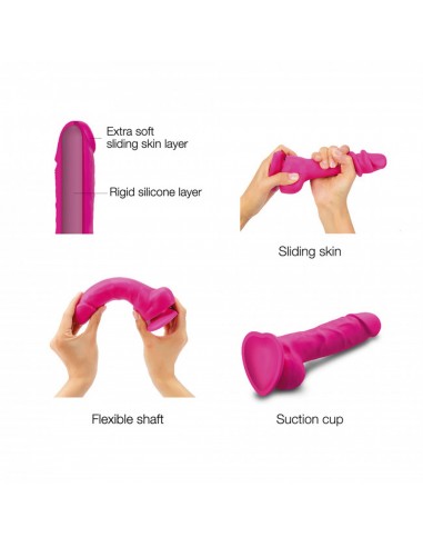 SLIDING SKIN REALISTIC DILDO FUCHSIA L - Dilda realistyczne - 3