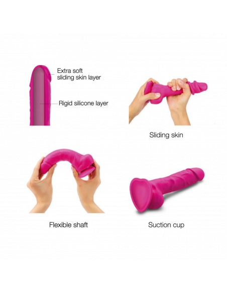 SLIDING SKIN REALISTIC DILDO FUCHSIA L - Dilda realistyczne - 3