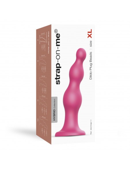 DILDO PLUG BEADS METALLIC RASPBERRY PINK - XL - Dilda silikonowe - 1