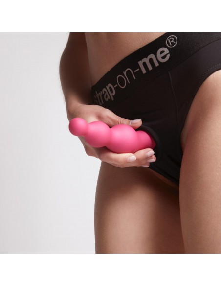 DILDO PLUG BEADS METALLIC RASPBERRY PINK - XL - Dilda silikonowe - 2